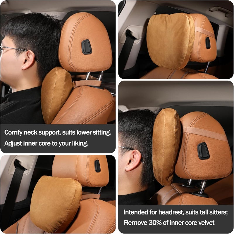 POKSRI Cowhide Genuine Leather Neck Pillow - Adjustable Car Headrest Support - Image 5