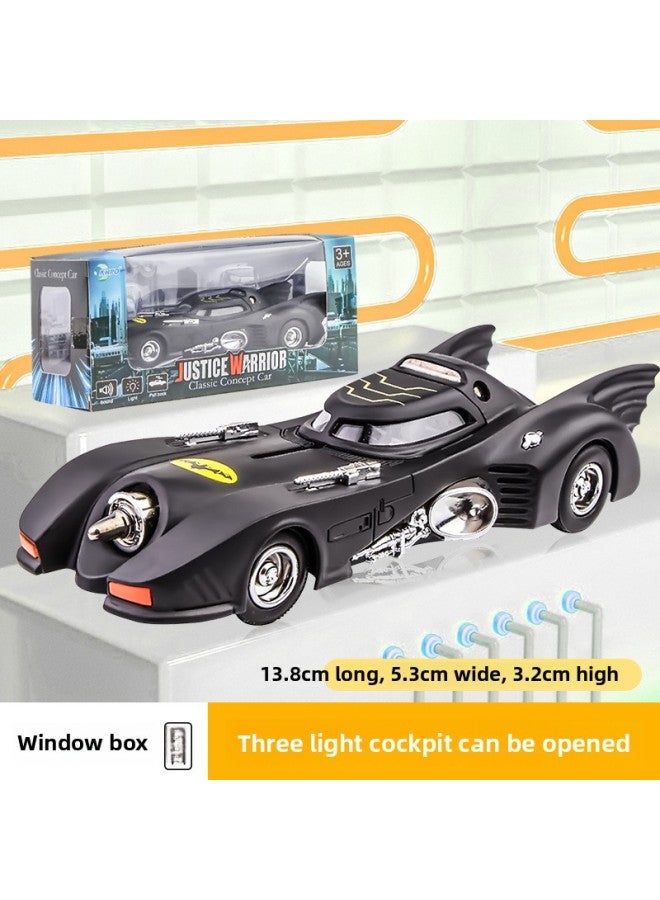 [Boxed] 1989 Bat Chariot Model Alloy Concept Car Simulation Prop Car Cartoon Surrounding Children's Toy Car-Color:Black 1:38 Bat Chariot-Length 14cm-Boxed-Door Opening Sound And Light  - Image 1