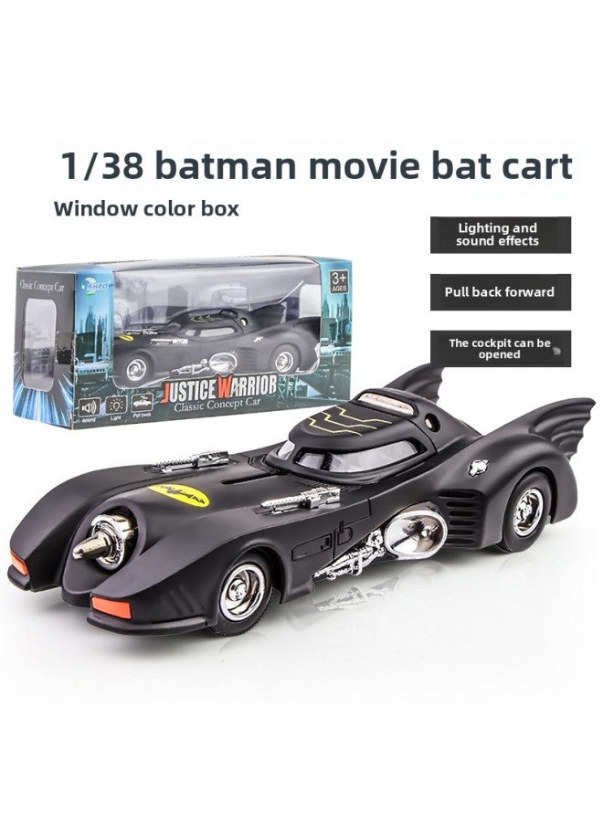 [Boxed] 1989 Bat Chariot Model Alloy Concept Car Simulation Prop Car Cartoon Surrounding Children's Toy Car-Color:Black 1:38 Bat Chariot-Length 14cm-Boxed-Door Opening Sound And Light  - Image 2