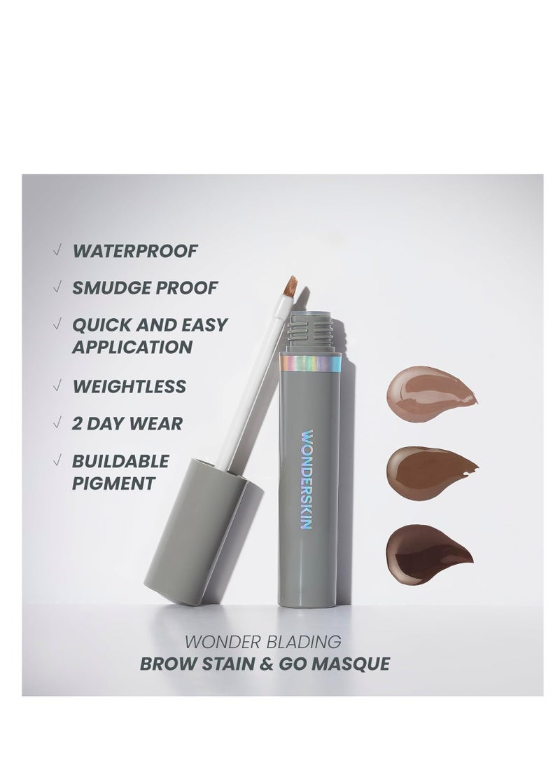 Wonderskin - Wonderskin Eyebrow Tint - Wonder Blading Brow Stain & Go Masque, Long Lasting Brow Tint, Transfer Proof and Smudge Proof Eyebrow Stain (Dark Brunette) - Image 1