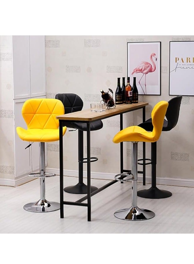 Generic 2 PCS Bar Stools Bar Chairs PU Leather Adjustable Swivel Chair with Back and Footrest Coffee Chair for Home Kitchen（Yellow）  - Image 2
