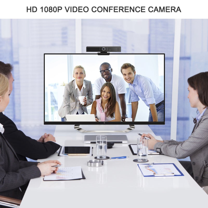 Full-HD 1080p Camera Black All-In-One Video Conferencing Device - Plug-And-Play USB Connectivity Built-In USB Hub for Small Room Home Office Remote Meetings - Image 3