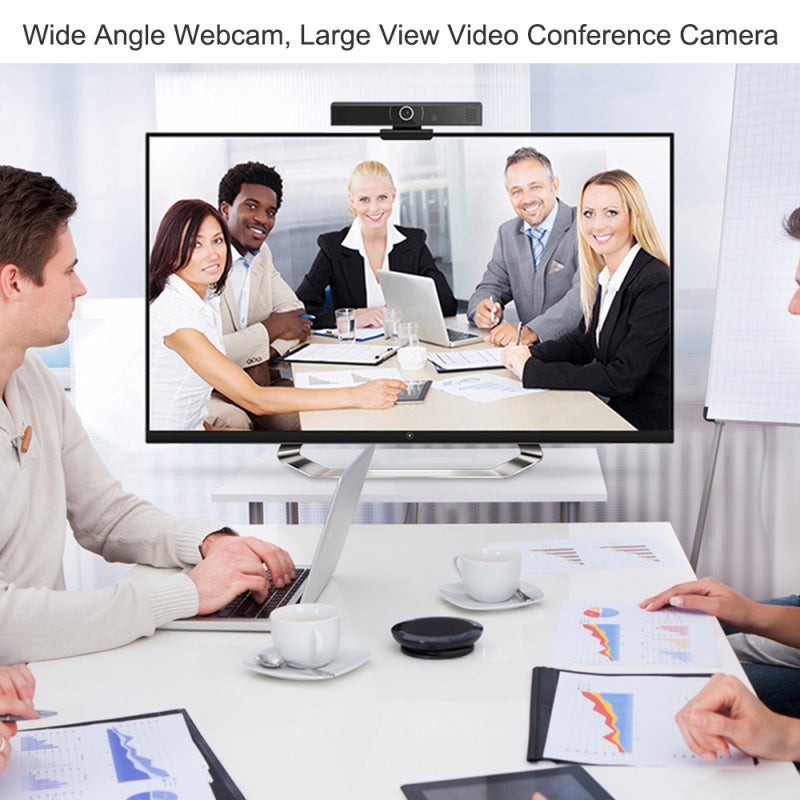 Full-HD 1080p Camera Black All-In-One Video Conferencing Device - Plug-And-Play USB Connectivity Built-In USB Hub for Small Room Home Office Remote Meetings - Image 2