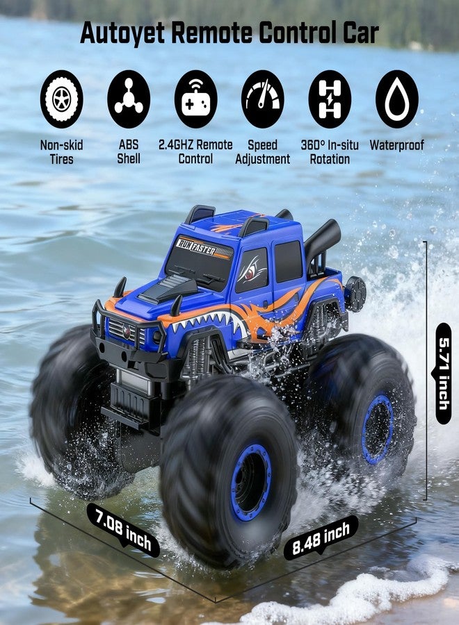 WayEee Remote Control Car Toys for Kids 6+, RC Car Waterproof Monster Truck Toys, Amphibious 4X4 Pickup, All Terrain Off-Road Vehicles, 2.4GHz Remote Control, 1/18 Scale RC Truck Boys Gifts/Blue - Image 5