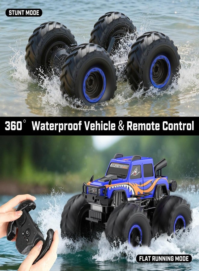 WayEee Remote Control Car Toys for Kids 6+, RC Car Waterproof Monster Truck Toys, Amphibious 4X4 Pickup, All Terrain Off-Road Vehicles, 2.4GHz Remote Control, 1/18 Scale RC Truck Boys Gifts/Blue - Image 2