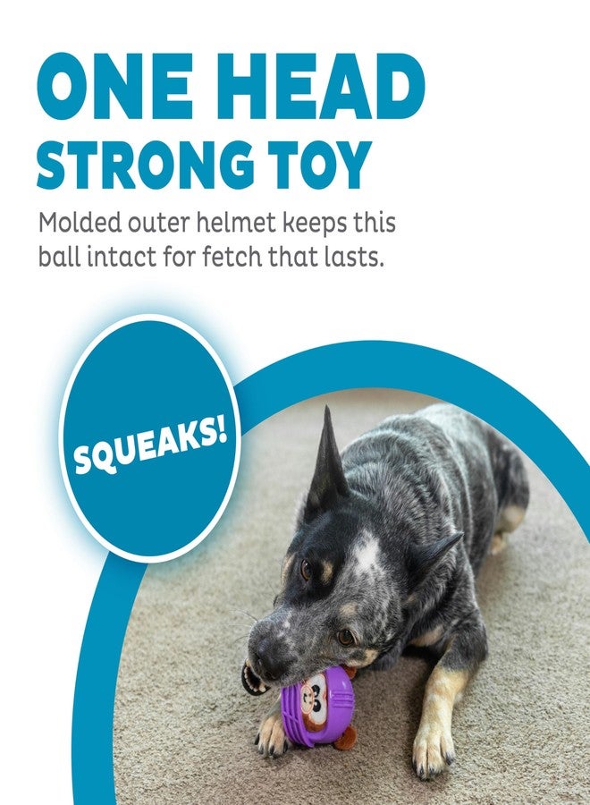 Outward Hound Helmet Headz Monkey Dog Toy, Plush Squeaky Fetch Ball, Durable Dog Toy for Active Play, Multicolored, Small - Image 2