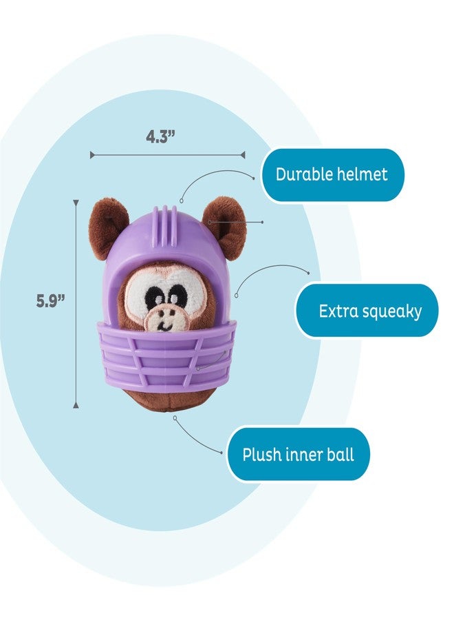 Outward Hound Helmet Headz Monkey Dog Toy, Plush Squeaky Fetch Ball, Durable Dog Toy for Active Play, Multicolored, Small - Image 3