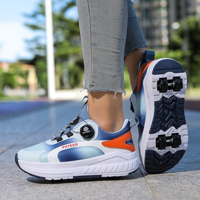 Fashion Heywalk Shoes Mesh Breathable Skates Four-Wheel Skating Shoelace Wheels For Men And Women Children Pulley - Image 5