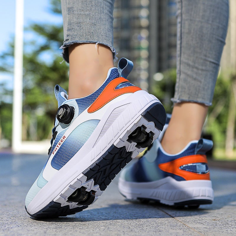 Fashion Heywalk Shoes Mesh Breathable Skates Four-Wheel Skating Shoelace Wheels For Men And Women Children Pulley - Image 4