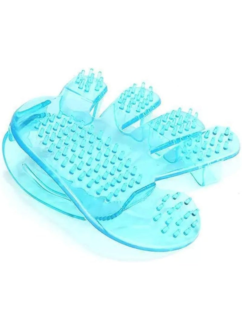 فرشاة استحمام مطاطية للعناية بالحيوانات الأليفة، فرشاة تدليك يدوية بشعيرات ناعمة للكلاب والجراء، أداة يدوية زرقاء للعناية بالحيوانات الأليفة