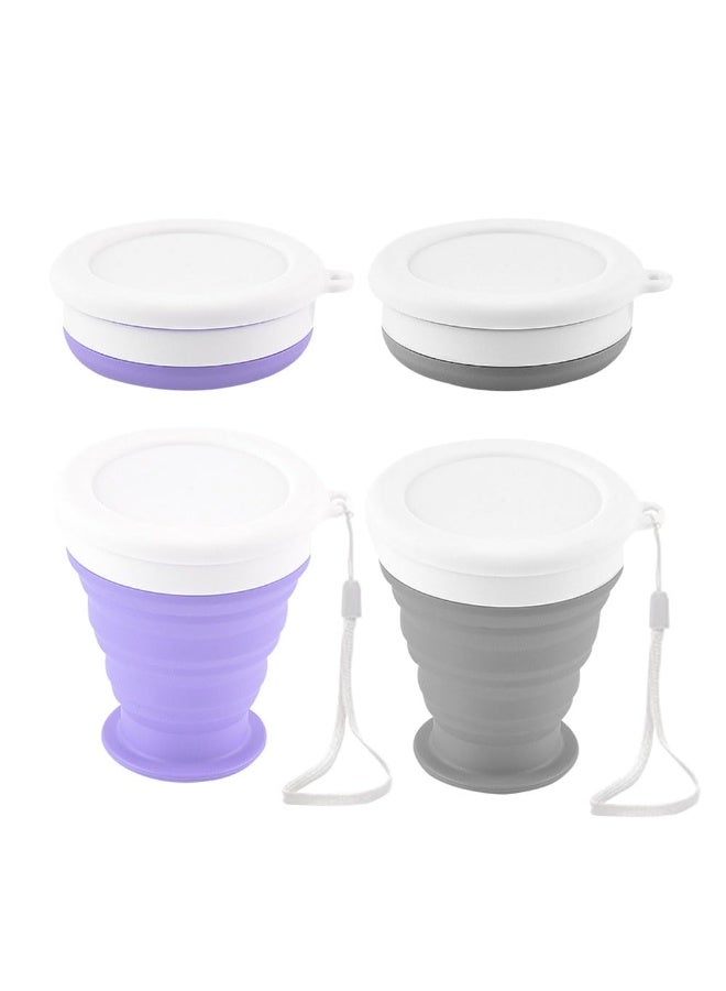JZS Silicone Collapsible Cups for Camping Travel, Small Portable Drinking Cup with Lids Reusable for Outdoor Hiking 270ml - Image 1