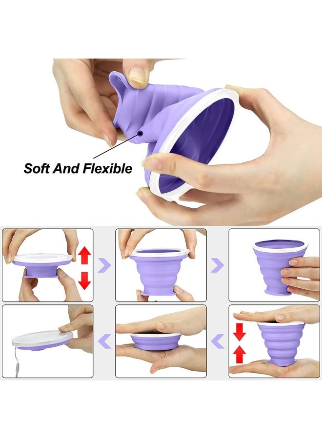 JZS Silicone Collapsible Cups for Camping Travel, Small Portable Drinking Cup with Lids Reusable for Outdoor Hiking 270ml - Image 3