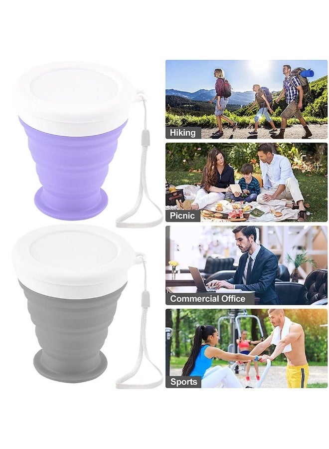 JZS Silicone Collapsible Cups for Camping Travel, Small Portable Drinking Cup with Lids Reusable for Outdoor Hiking 270ml - Image 4