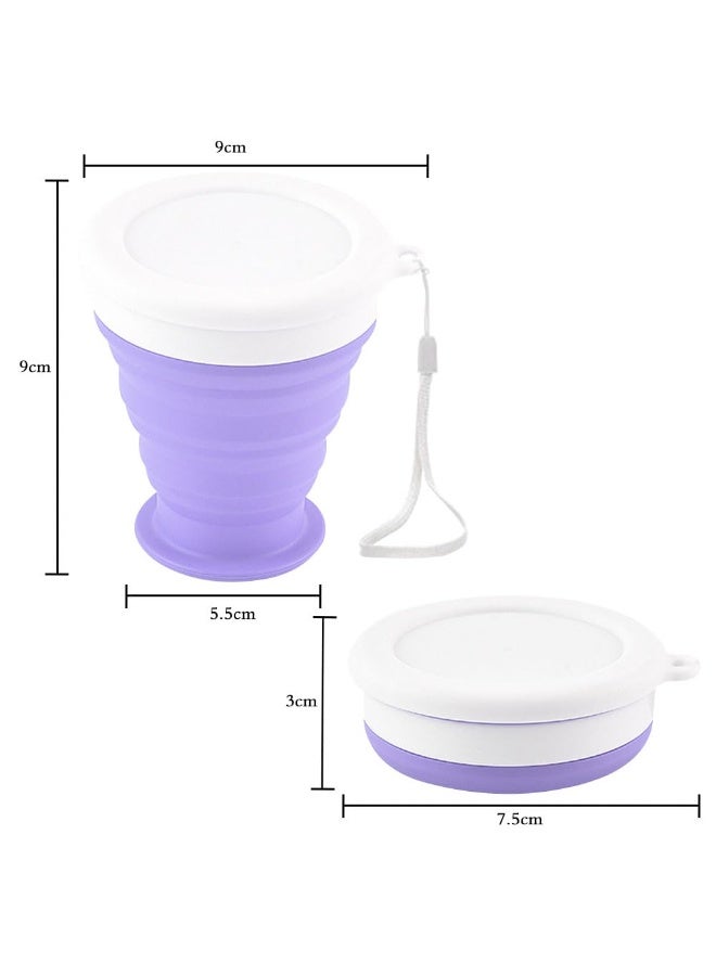 JZS Silicone Collapsible Cups for Camping Travel, Small Portable Drinking Cup with Lids Reusable for Outdoor Hiking 270ml - Image 2
