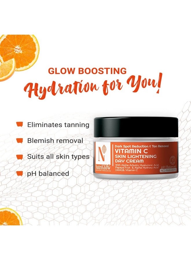 Nutriglow Advanced Organics Vitamin C Skin lightening Day Cream for Dark Spot Reduction & Tan Removal - All Skin Types - 50g - Image 2