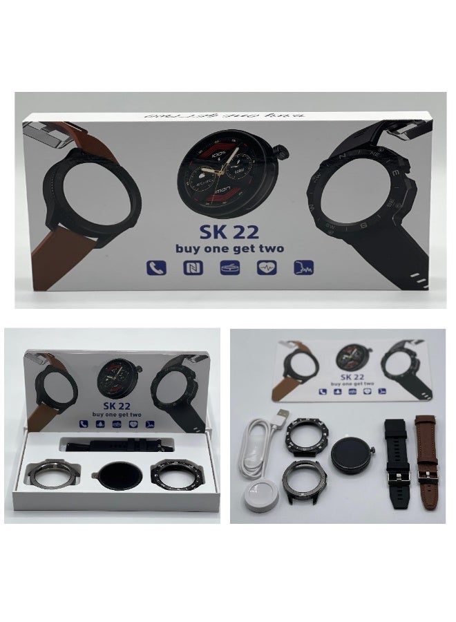 SK 22 Smart Watch for Men & Boys Dual Watch Bodies with 2 Straps & AMOLED Display - Image 1