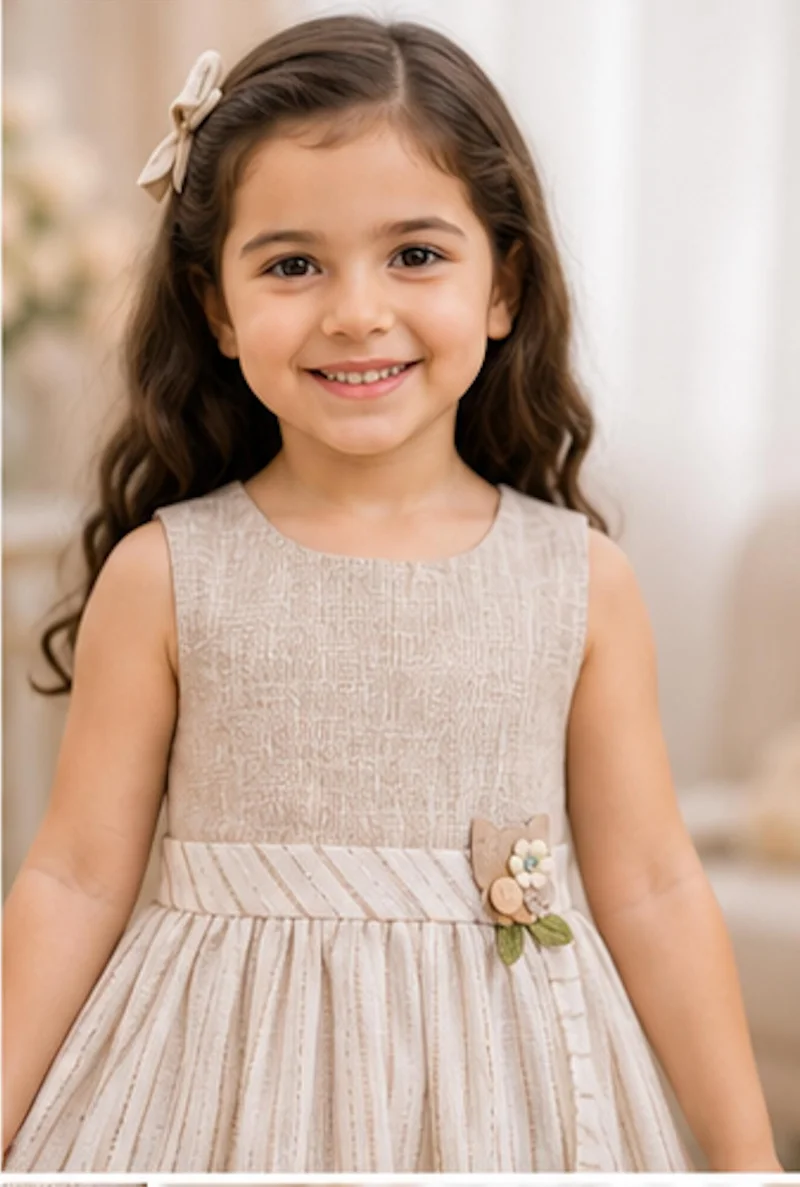 أرتيميا Artemea Toddler Girls Linel Premium Dress - Beige
