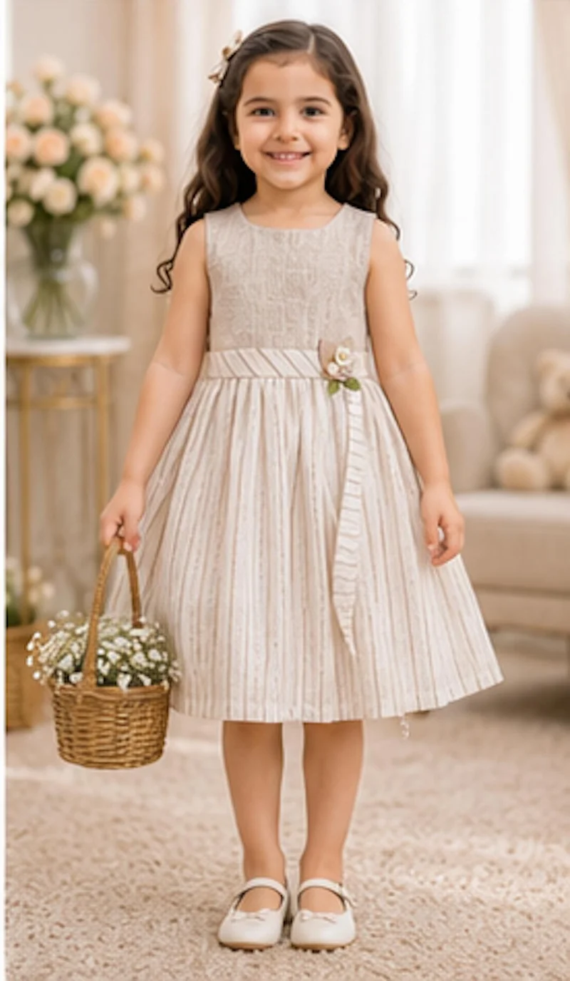 أرتيميا Artemea Toddler Girls Linel Premium Dress - Beige