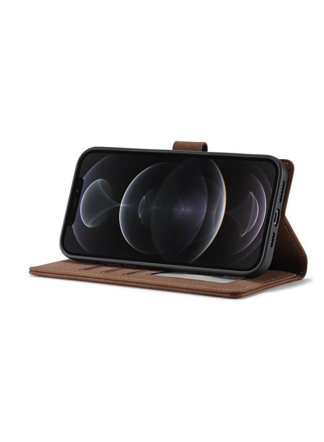 Zaboon Case For iPhone 13 mini Frosted Anti-theft Brush Horizontal Flip Leather Case with Holder & Card Slots & Wallet - Image 4