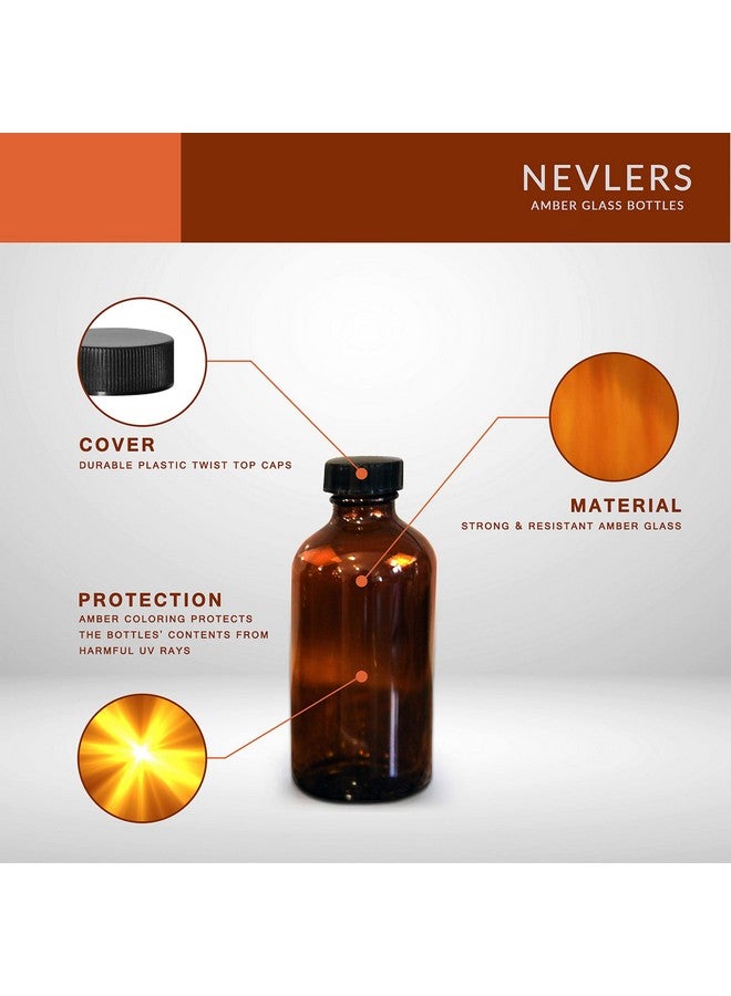 NEVLERS Nevlers 8 Oz Glass Bottles with Lids 18 Pack | Leakproof Amber Glass Bottle Set with Funnel, Labels, Marker, & Cleaning Brush | Small Glass Bottles with Lids for Oils, Extracts, Fragrances, & More  - Image 3