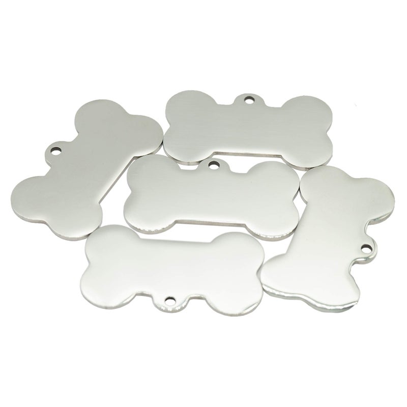StayMax Stainless Steel Blank Bone Shape Dog Tags Stamping Blanks with Key Rings 10 Pack
