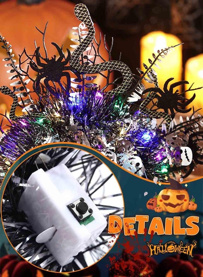 كامبسيس طوق رأس على شكل ثعبان مضيء بتقنية LED من كامبسيس، وعصابات شعر على شكل جمجمة سوداء لامعة من ميدوسا، وإكسسوارات شعر تنكرية ليوم الموتى للنساء - Image 3