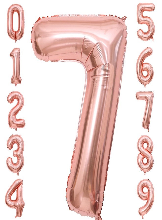 BBPOOL Rose Gold 7 Number Balloons,40 Inch Big 7 Balloon Numbers Rose Gold 7 Foil Mylar Balloons for Birthday Party Anniversary Events - Image 1