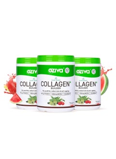 OZiva Vegan Collagen Watermelon Biotin Vitamin C Brighter Youthful Skin Collagen Supplement Women Men Plant Based Powder Certified Vegan 200g pack of 3  - Image 1