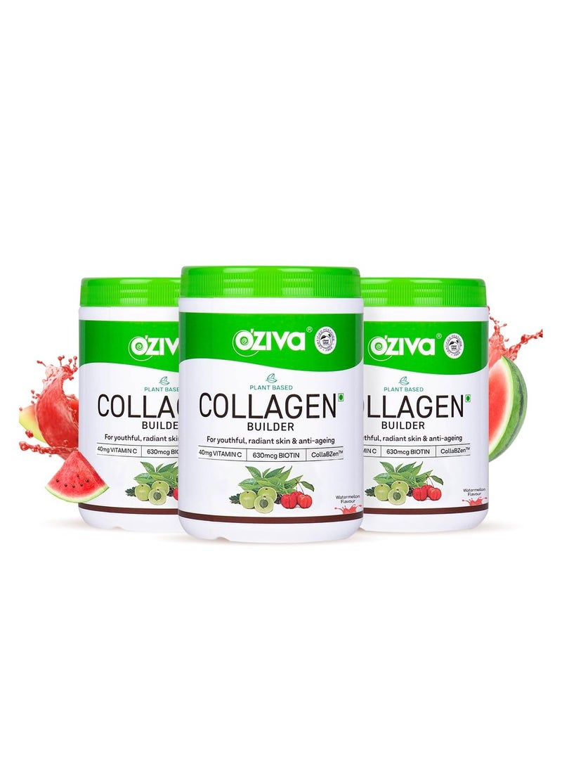 أوزيفا الكولاجين النباتي والبطيخ والبيوتين وفيتامين C الأكثر إشراقًا وشبابًا والكولاجين للبشرة والنساء والرجال مسحوق نباتي معتمد نباتي 200 جرام عبوة من 3 - Image 1
