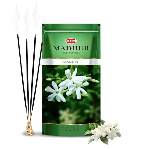 Hem Madhur Jasmine Incense Sticks | Premium Agarbatti in Resealable Zip Pouch for Puja, Meditation & Home Freshness | Soothing Floral Aroma | Burns 35-40 Min | Approx. 100 Sticks | 135 gm of Pack - Image 1