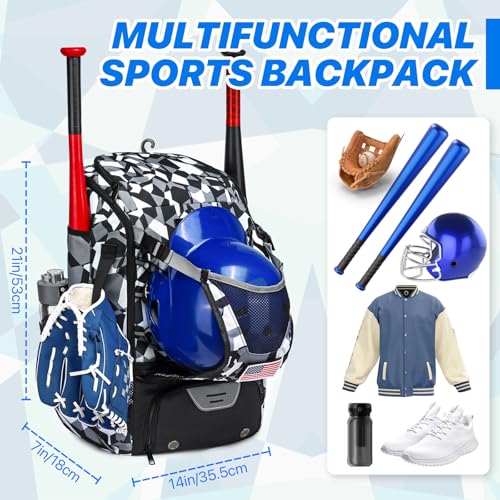 GOTECH Softball Bag for Youth & Adults, Baseball Bag with Fence Hook, Lightweight Bat Backpack with Shoe Compartment, Large Main Compartment for Helmet - Image 2