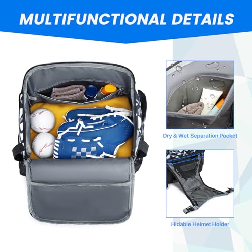 GOTECH Softball Bag for Youth & Adults, Baseball Bag with Fence Hook, Lightweight Bat Backpack with Shoe Compartment, Large Main Compartment for Helmet - Image 5