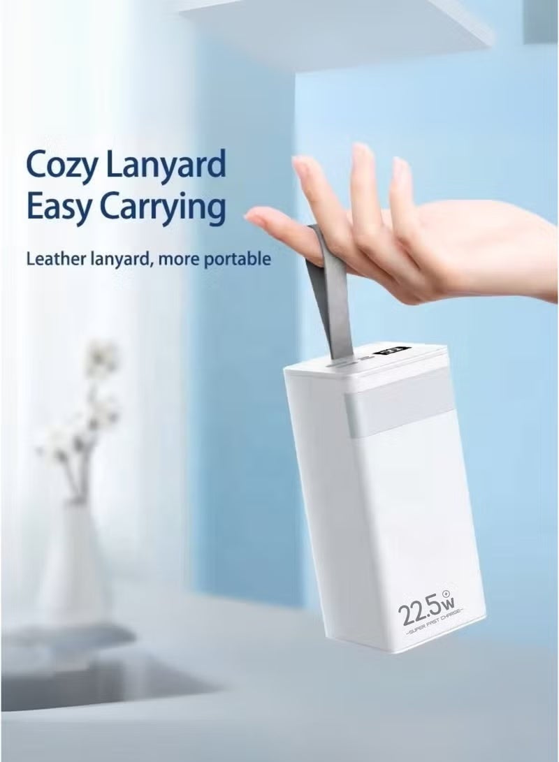 LEVINO 50000mAh 22.5W Fast Charging Power Bank – Portable USB-C PD, Dual USB & LED Light External Charger | Universal Battery for iPhone, Samsung, Xiaomi & More | White - Image 3