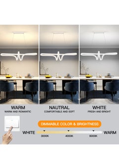 YATAI LIGHTING Modern LED Chandelier Dining Room,White Liner Chandelier Wave Light Fixture for Kitchen Island,Dining Room Table,Art Metal Body Adjustable Dimmable Chandelier Lamp  - Image 3