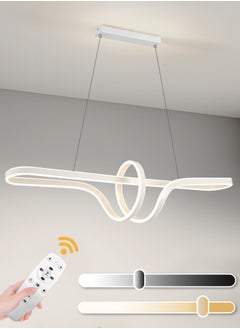 YATAI LIGHTING Modern LED Chandelier Dining Room,White Liner Chandelier Wave Light Fixture for Kitchen Island,Dining Room Table,Art Metal Body Adjustable Dimmable Chandelier Lamp  - Image 1