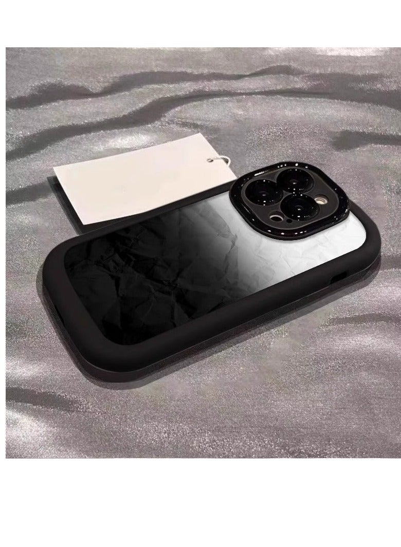 NIBEMINENT Minimal Gradient Protective TPU Case Cover For iPhone 15 Pro, Black/Crease Gradient