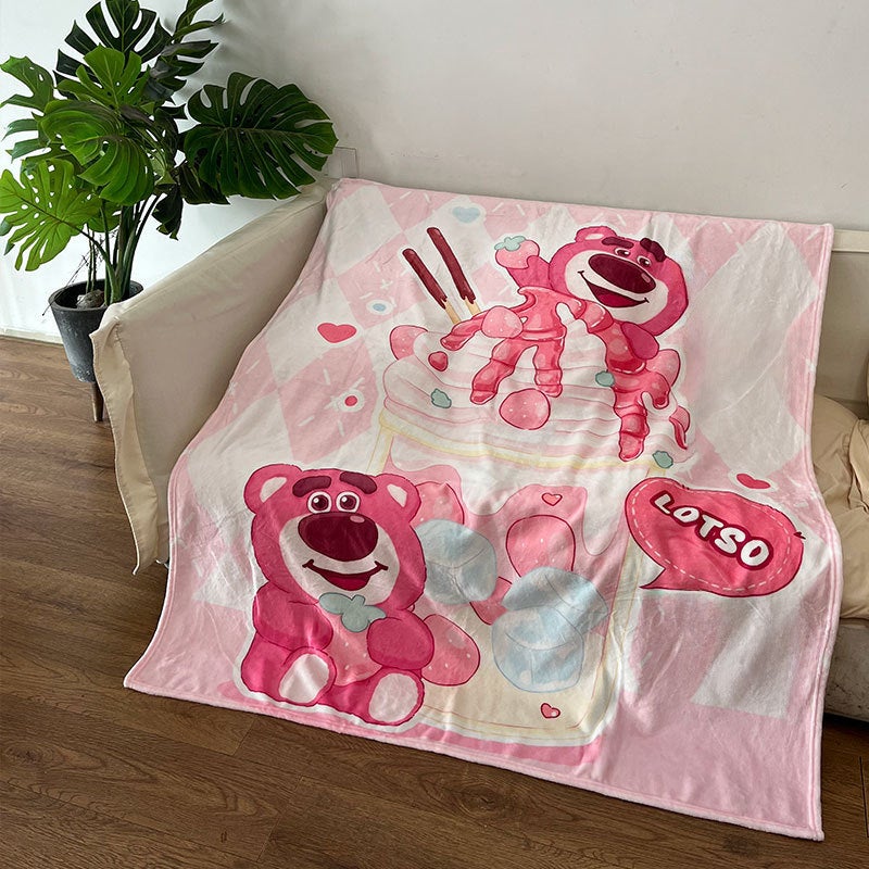 Cute Cartoon Nap Blanket for Summer Office Strawberry Bear 