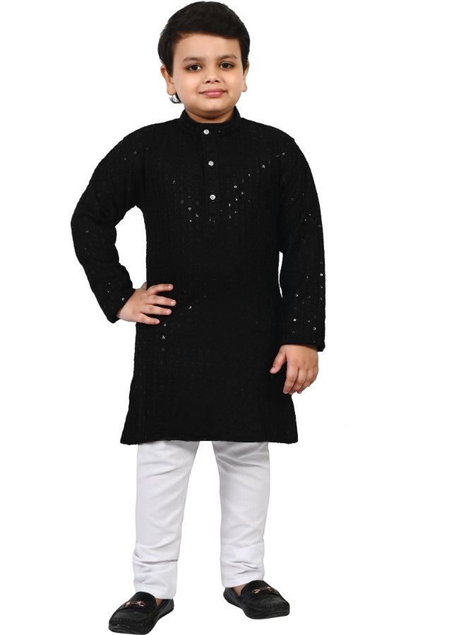 BT DEZINES Black Kurta and Pyjama Set for Boys - Image 1