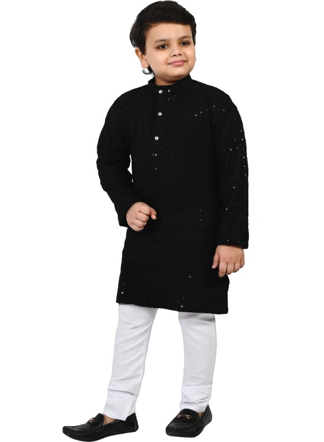 BT DEZINES Black Kurta and Pyjama Set for Boys - Image 3