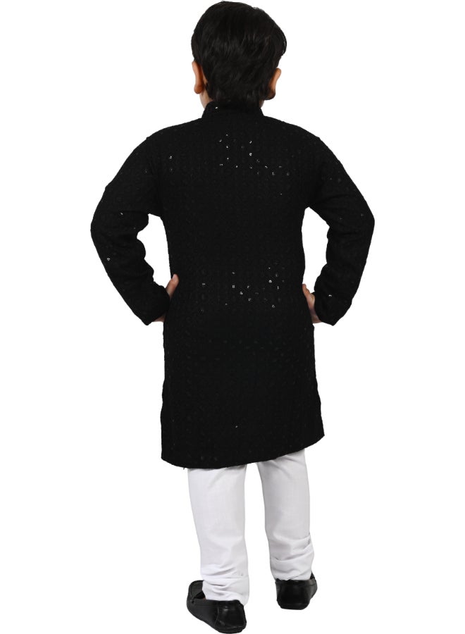 BT DEZINES Black Kurta and Pyjama Set for Boys - Image 2