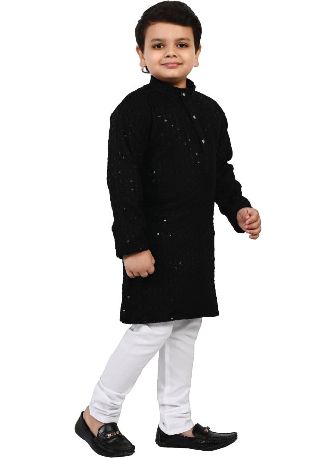 BT DEZINES Black Kurta and Pyjama Set for Boys - Image 4