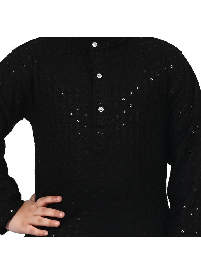 BT DEZINES Black Kurta and Pyjama Set for Boys - Image 5