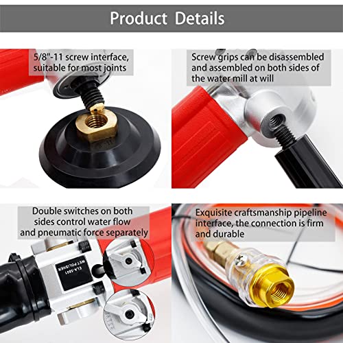 SDRTOP Air Wet Stone Polishers 4 Inch Pneumatic Water Grinders Air Powered Wet Sander with Rear Exhaust 5500 Rpm for Granite Marble Concrete Polishing - Image 4