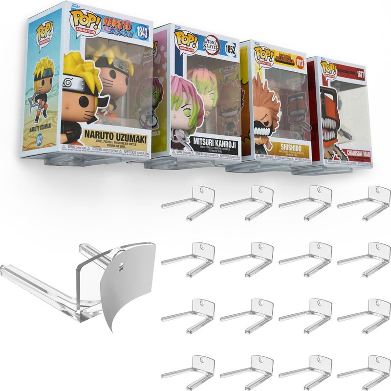Modern JP Adhesive Display Shelf for Funko Pop Boxes (16-Pack) â€“ Clean Mount for Funko Pop Display â€“ Easy Adhesive Install â€“ Box-Safe, No-Drill Setup â€“ Clear - Image 1