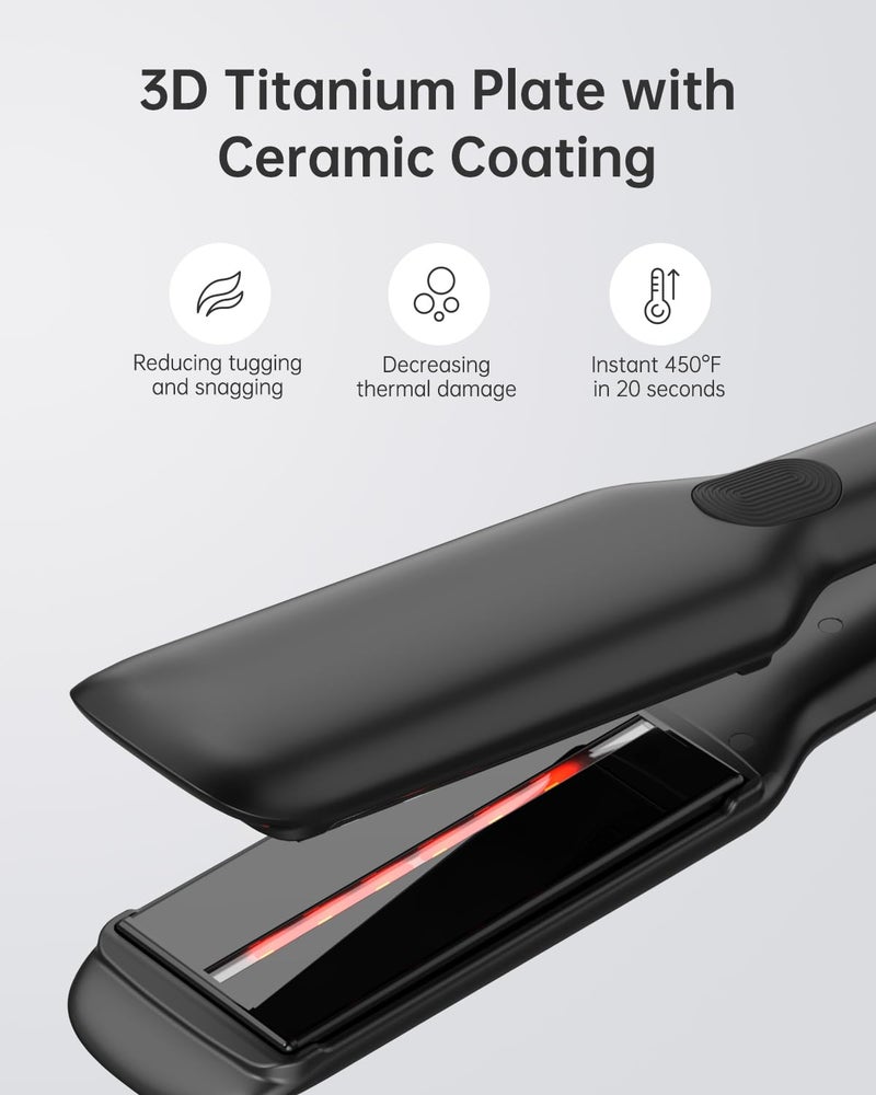 ANNLARY Hair Straightener, 1.75 Inch Flat Iron with Infrared and Ionic Technology, Titanium Plate with Ceramic Coating Dual Voltage Straightener with Heat-Resistant Silicone for All Hair Types - Image 4