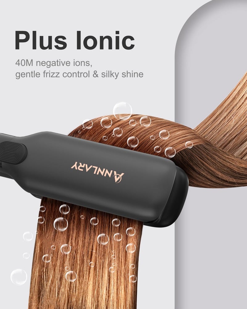 ANNLARY Hair Straightener, 1.75 Inch Flat Iron with Infrared and Ionic Technology, Titanium Plate with Ceramic Coating Dual Voltage Straightener with Heat-Resistant Silicone for All Hair Types - Image 3