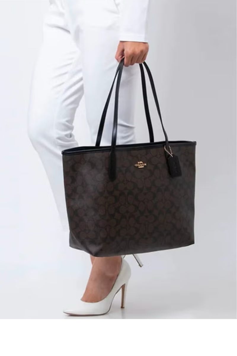 coachoutlet Coach City Tote Bag In Signature Canvas Women's Fashion Versatile Large Capacity Large Size Handheld Shoulder Bag Tote Bag - Image 3