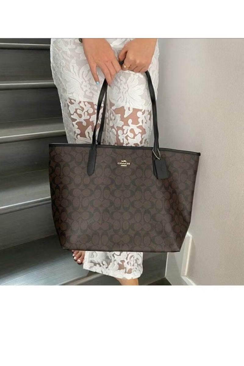 coachoutlet Coach City Tote Bag In Signature Canvas Women's Fashion Versatile Large Capacity Large Size Handheld Shoulder Bag Tote Bag - Image 4