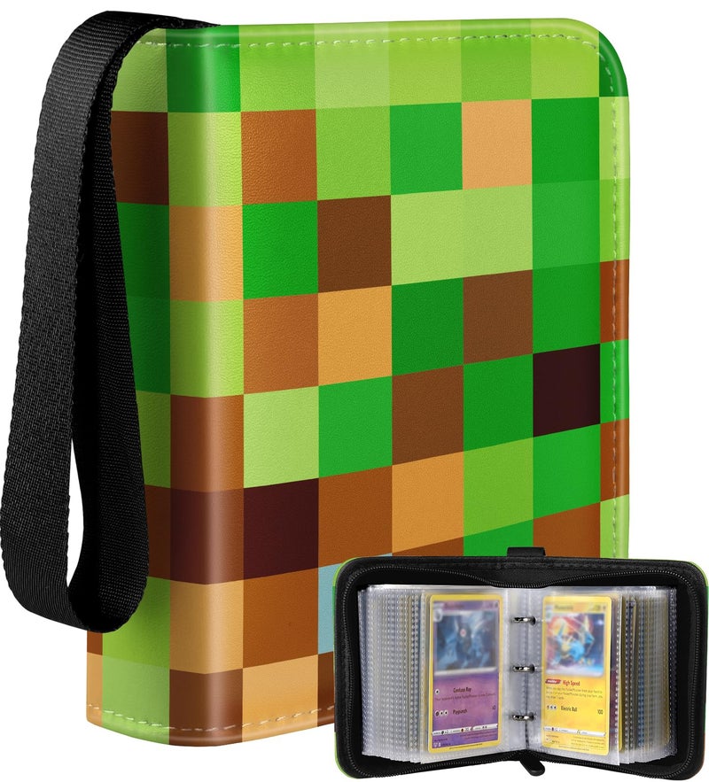Lotadilo for 1 Pocket Card Binder Mini Size for 80 Cards Small Trading Card Collection Album Folder Lightweight Portable Green Checkered Design for Men Boys Teens Kids for Sports Cards Game Cards - Image 2