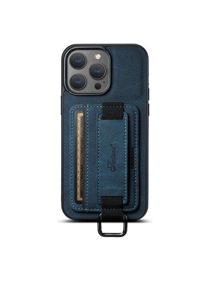 The Bros Case For iPhone 15 Pro Max H13 Litchi Leather Wrist Strap Wallet Back Phone Case